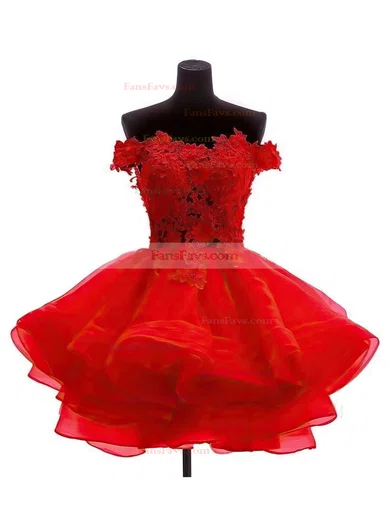 Princess Off-the-shoulder Organza Tulle Short/Mini Appliques Lace Cute Prom Dresses #Favs020102801