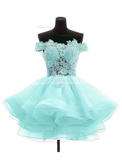 Princess Off-the-shoulder Organza Tulle Short/Mini Appliques Lace Cute Prom Dresses #Favs020102801