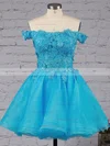Princess Off-the-shoulder Organza Tulle Short/Mini Appliques Lace Cute Prom Dresses #Favs020102801