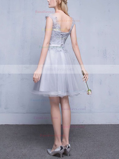 A-line Scoop Neck Tulle Short/Mini Appliques Lace Pretty Prom Dress #Favs020102753
