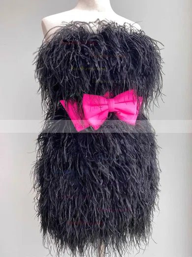 Sheath/Column Strapless Feather Short/Mini Homecoming Dresses With Bow #Favs020110634