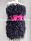 Sheath/Column Strapless Feather Short/Mini Homecoming Dresses With Bow #Favs020110634