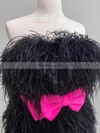 Sheath/Column Strapless Feather Short/Mini Homecoming Dresses With Bow #Favs020110634