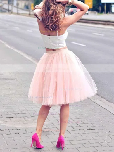 A-line Sweetheart Satin Tulle Knee-length Prom Dresses #Favs020102755