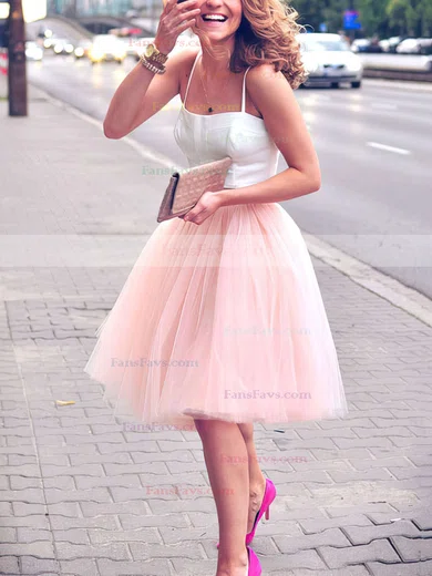 A-line Sweetheart Satin Tulle Knee-length Prom Dresses #Favs020102755