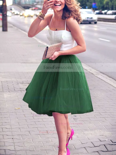 A-line Sweetheart Satin Tulle Knee-length Prom Dresses #Favs020102755