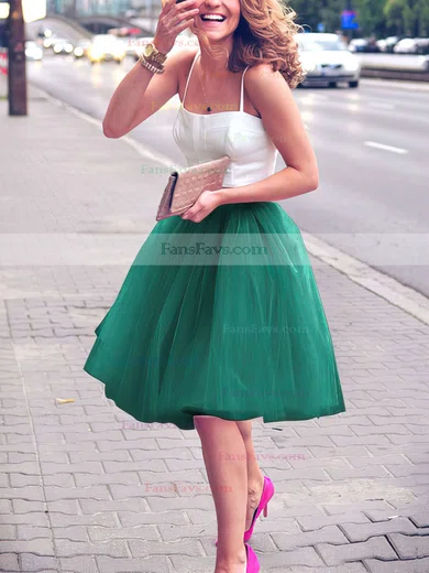 A-line Sweetheart Satin Tulle Knee-length Prom Dresses #Favs020102755