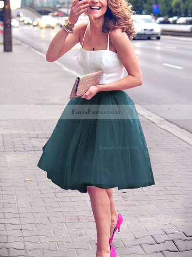 A-line Sweetheart Satin Tulle Knee-length Prom Dresses #Favs020102755