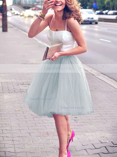 A-line Sweetheart Satin Tulle Knee-length Prom Dresses #Favs020102755