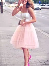 A-line Sweetheart Satin Tulle Knee-length Prom Dresses #Favs020102755