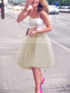 A-line Sweetheart Satin Tulle Knee-length Prom Dresses #Favs020102755