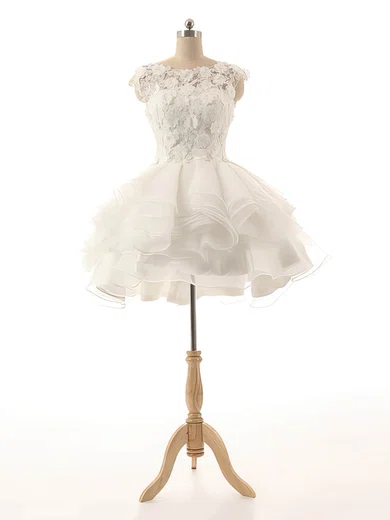 Ball Gown Scoop Neck Tulle Short/Mini Appliques Lace Cute Prom Dresses #Favs020103064