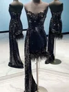 Sheath/Column Strapless Sequined Short/Mini Homecoming Dresses With Feathers / Fur #Favs020110660