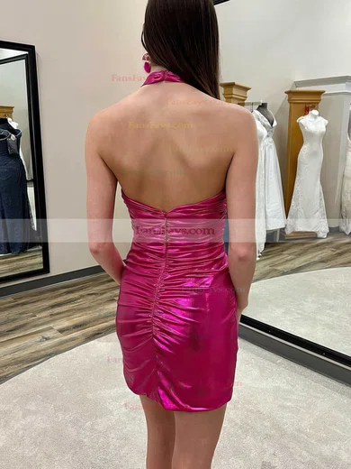 Sheath/Column V-neck Shimmer Crepe Short/Mini Homecoming Dresses With Ruffles #Favs020110680