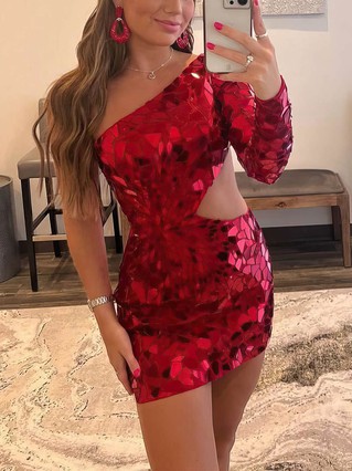 Sheath/Column One Shoulder Sequined Short/Mini Homecoming Dresses #Favs020110690 Sheath/Column One Shoulder Sequined Short/Mini Homecoming Dresses #Favs020110690