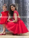 New Short/Mini Red Tulle Lace Ruffles Scoop Neck Prom Dresses #Favs02018746