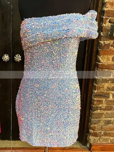 Sheath/Column Off-the-shoulder Sequined Short/Mini Homecoming Dresses #Favs020110710