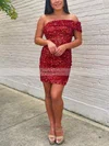 Sheath/Column Off-the-shoulder Sequined Short/Mini Homecoming Dresses #Favs020110710