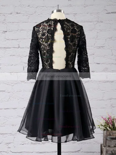 Scoop Neck Best Short/Mini Red Lace Chiffon 1/2 Sleeve Homecoming Dresses #Favs02051719