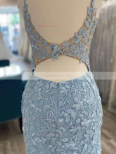 Sheath/Column V-neck Tulle Short/Mini Homecoming Dresses With Lace #Favs020110717