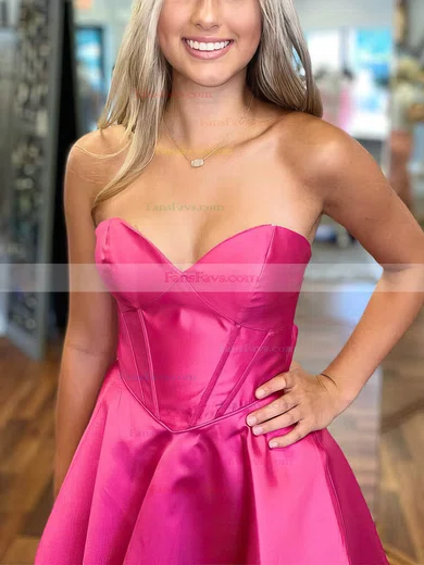 A-line Sweetheart Satin Knee-length Homecoming Dresses #Favs020110742