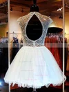 Short/Mini Light Sky Blue Open Back Tulle Beading Scoop Neck Prom Dresses #Favs020101145