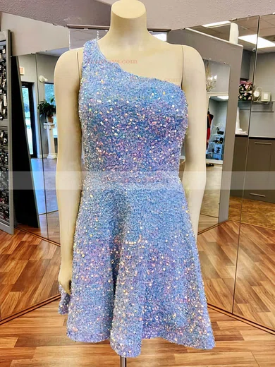 A-line One Shoulder Sequined Short/Mini Homecoming Dresses #Favs020110743