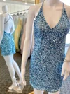 Sheath/Column V-neck Sequined Short/Mini Homecoming Dresses #Favs020110746