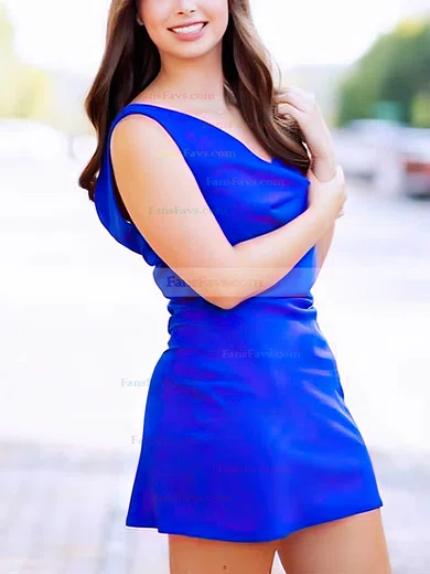 Sheath/Column Cowl Neck Chiffon Short/Mini Homecoming Dresses #Favs020110748