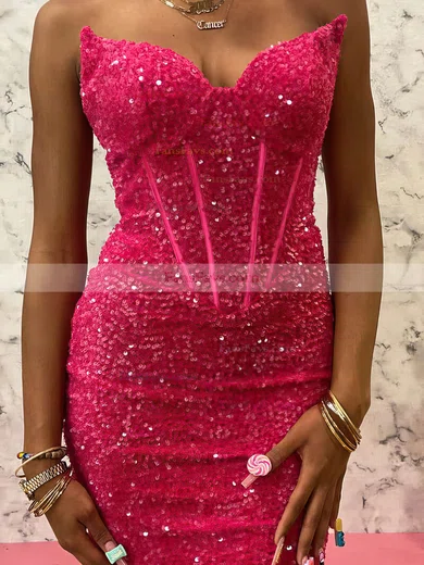 Sheath/Column V-neck Sequined Short/Mini Homecoming Dresses #Favs020110754