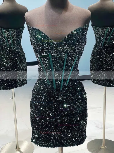 Sheath/Column V-neck Sequined Short/Mini Homecoming Dresses #Favs020110754