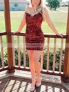 Sheath/Column V-neck Sequined Short/Mini Homecoming Dresses #Favs020110754