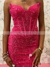 Sheath/Column V-neck Sequined Short/Mini Homecoming Dresses #Favs020110754