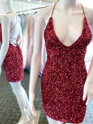 Sheath/Column V-neck Sequined Short/Mini Homecoming Dresses #Favs020110757 Sheath/Column V-neck Sequined Short/Mini Homecoming Dresses #Favs020110757