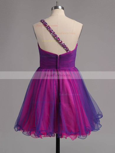 A-line One Shoulder Tulle Short/Mini Ruffles Homecoming Dresses #Favs02013221