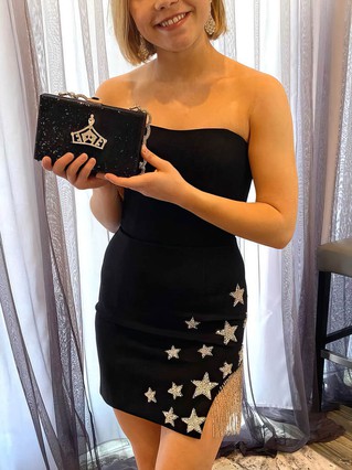 Sheath/Column Strapless Stretch Crepe Short/Mini Homecoming Dresses With Beading #Favs020110770 Sheath/Column Strapless Stretch Crepe Short/Mini Homecoming Dresses With Beading #Favs020110770