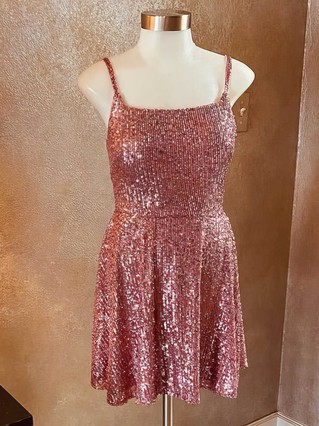 A-line Square Neckline Sequined Short/Mini Homecoming Dresses #Favs020110780 A-line Square Neckline Sequined Short/Mini Homecoming Dresses #Favs020110780