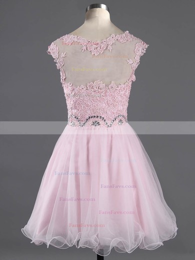 A-line Scoop Neck Tulle Short/Mini Beading Homecoming Dresses #Favs02042343