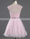 A-line Scoop Neck Tulle Short/Mini Beading Homecoming Dresses #Favs02042343
