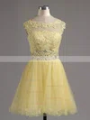 A-line Scoop Neck Tulle Short/Mini Beading Homecoming Dresses #Favs02042343