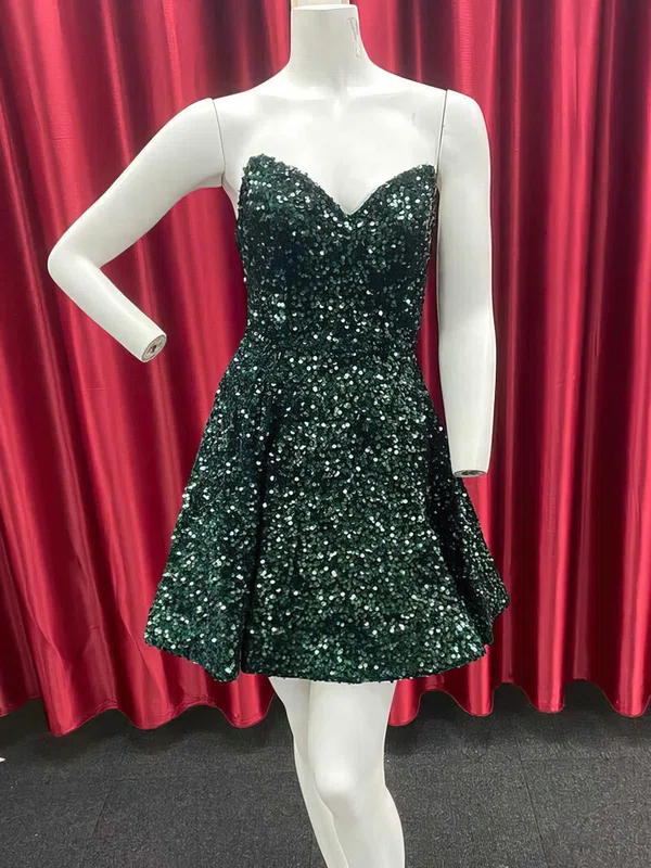 A-line V-neck Sequined Short/Mini Homecoming Dresses #Favs020110784