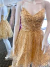 A-line V-neck Sequined Short/Mini Homecoming Dresses #Favs020110785