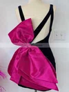 Sheath/Column V-neck Velvet Short/Mini Homecoming Dresses With Bow #Favs020110792