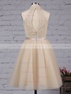 A-line High Neck Tulle Short/Mini Sashes / Ribbons Homecoming Dresses #Favs020102515