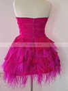 A-line Strapless Chiffon Short/Mini Homecoming Dresses With Feathers / Fur #Favs020110793