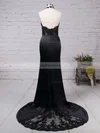 Trumpet/Mermaid Halter Silk-like Satin Sweep Train Beading Prom Dresses #Favs020104514