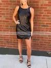 Sheath/Column Scoop Neck Sequined Short/Mini Homecoming Dresses With Split Front #Favs020110812