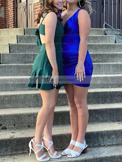 A-line Square Neckline Chiffon Short/Mini Homecoming Dresses With Bow #Favs020110833