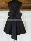 A-line V-neck Satin Short/Mini Homecoming Dresses With Beading #Favs020110844