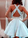 A-line Scoop Neck Silk-like Satin Short/Mini Tiered New Backless Homecoming Dresses #Favs020102536